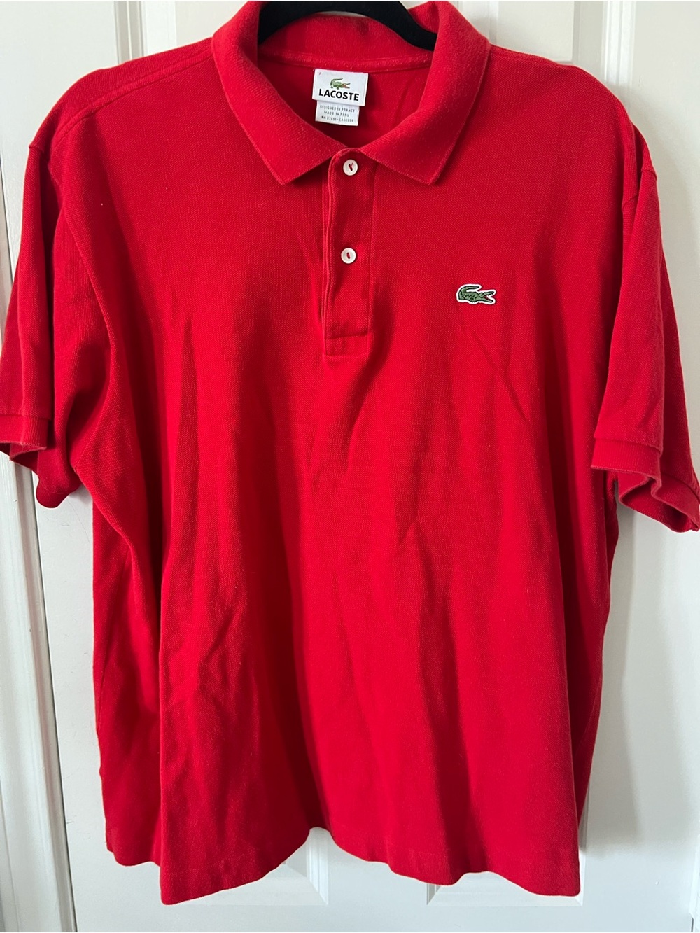 Lacoste Men’s Red Short Sleeve Polo with Crocodile Logo